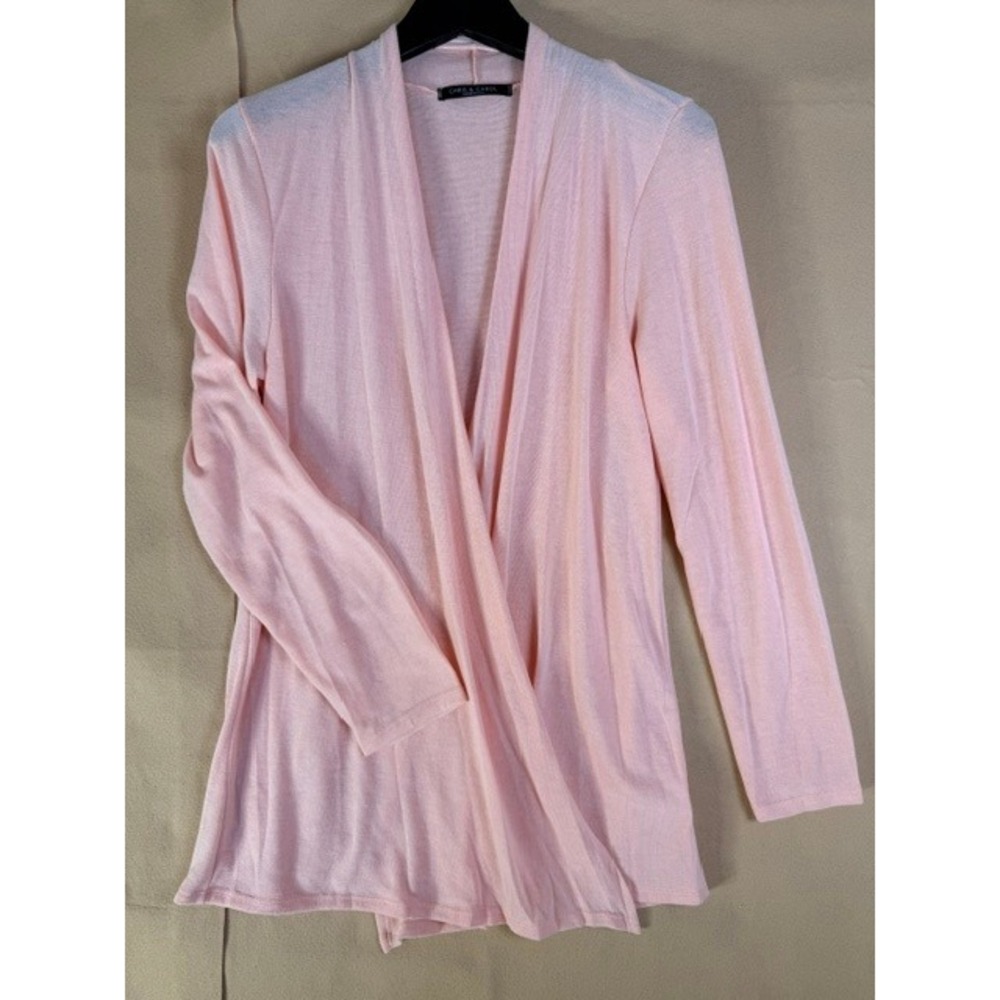 Chris & Carol 1X Pink Open Front Cardigan Lightweight Long Sleeve USA